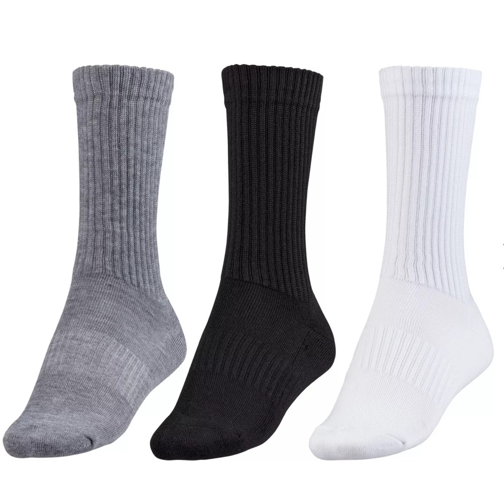DSG Adult Fashion Crew Socks - 3 Pack Black, White & Gray